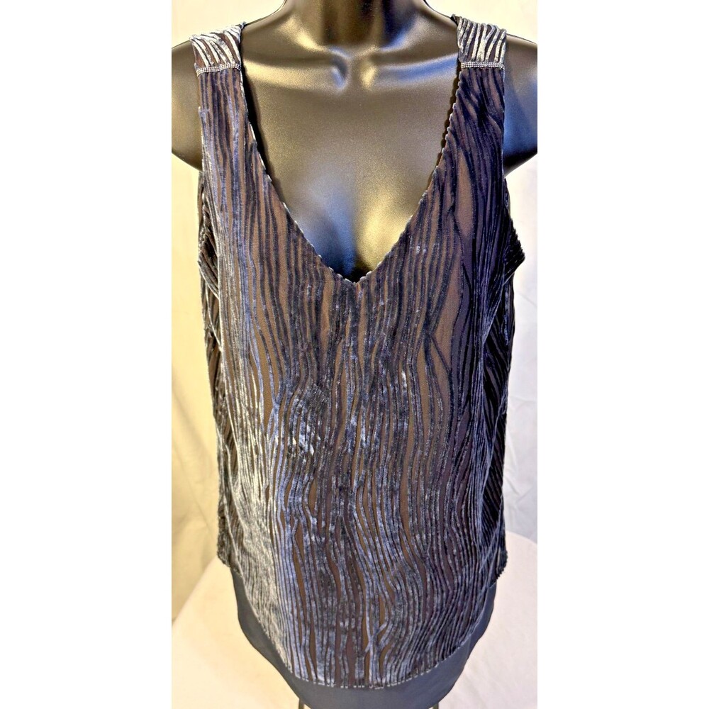 Luxe Glam Crushed Velvet Blue Top Sleeveless Dark Academia Dary Fairy Women's 6
